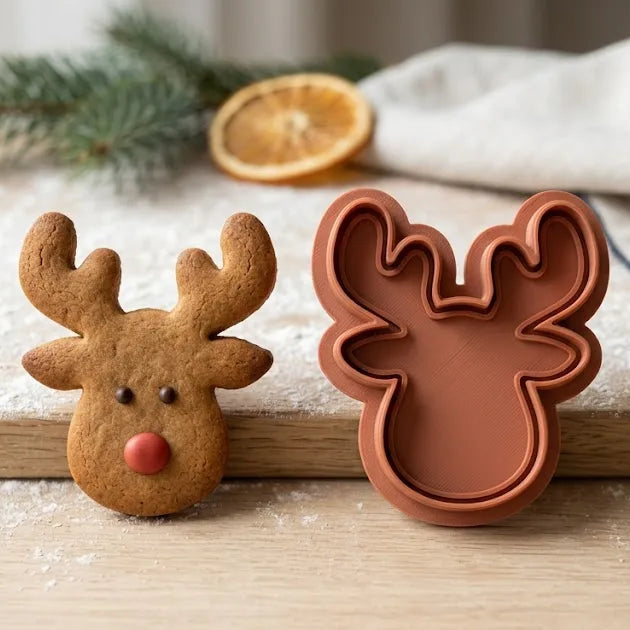 Cortador de galletas reno navideño