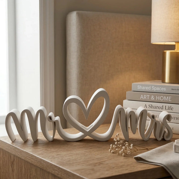 Letras Decorativas Mr & Mrs con Corazón para Bodas y Evento
