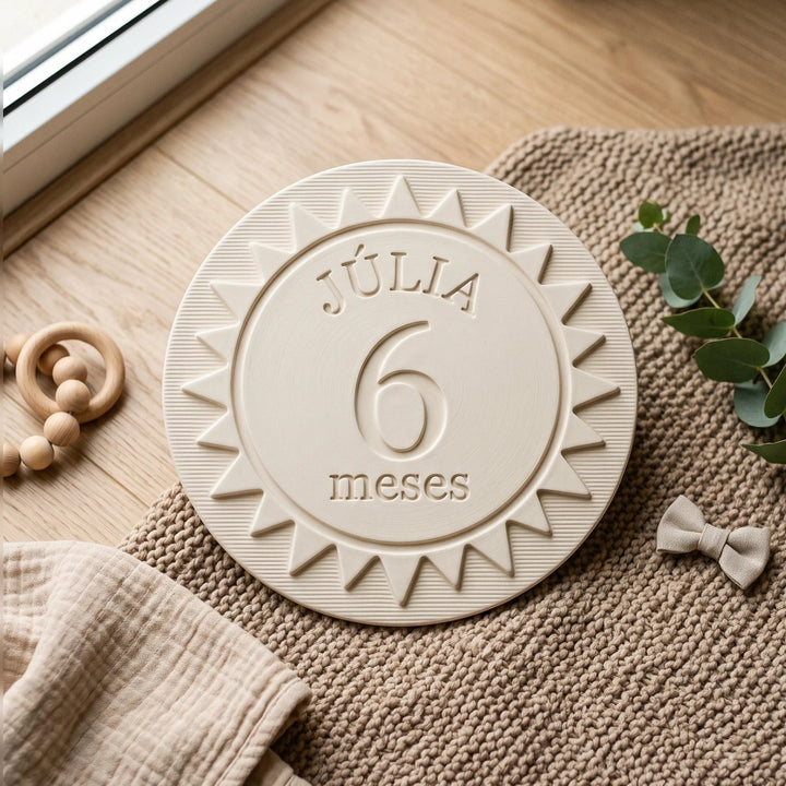 Tarjetas de cumplemes Sol personalizadas con nombre en relieve