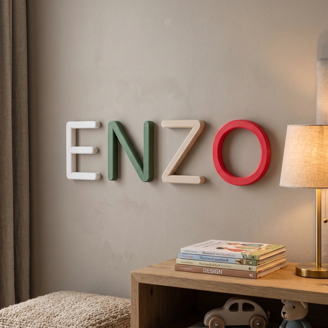 Letras decorativas infantiles redondeadas estilo nórdico