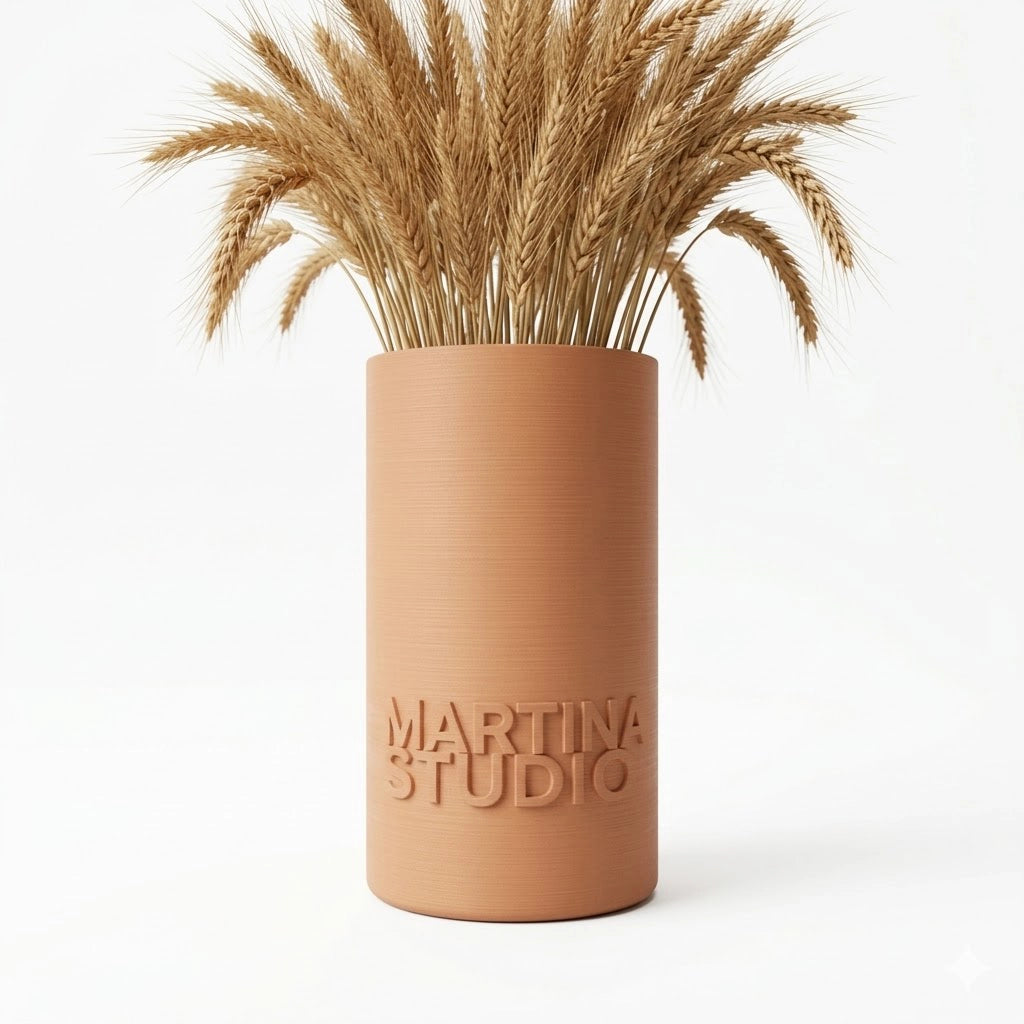 Jarrón Cilíndrico con Relieve Personalizado