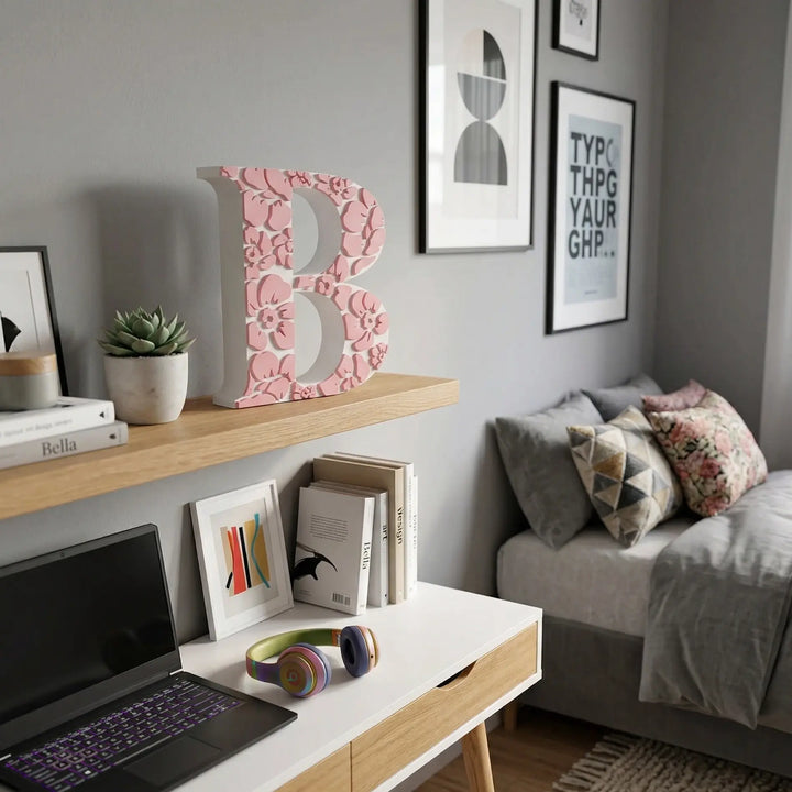 Letra Decorativa con Relieve Floral