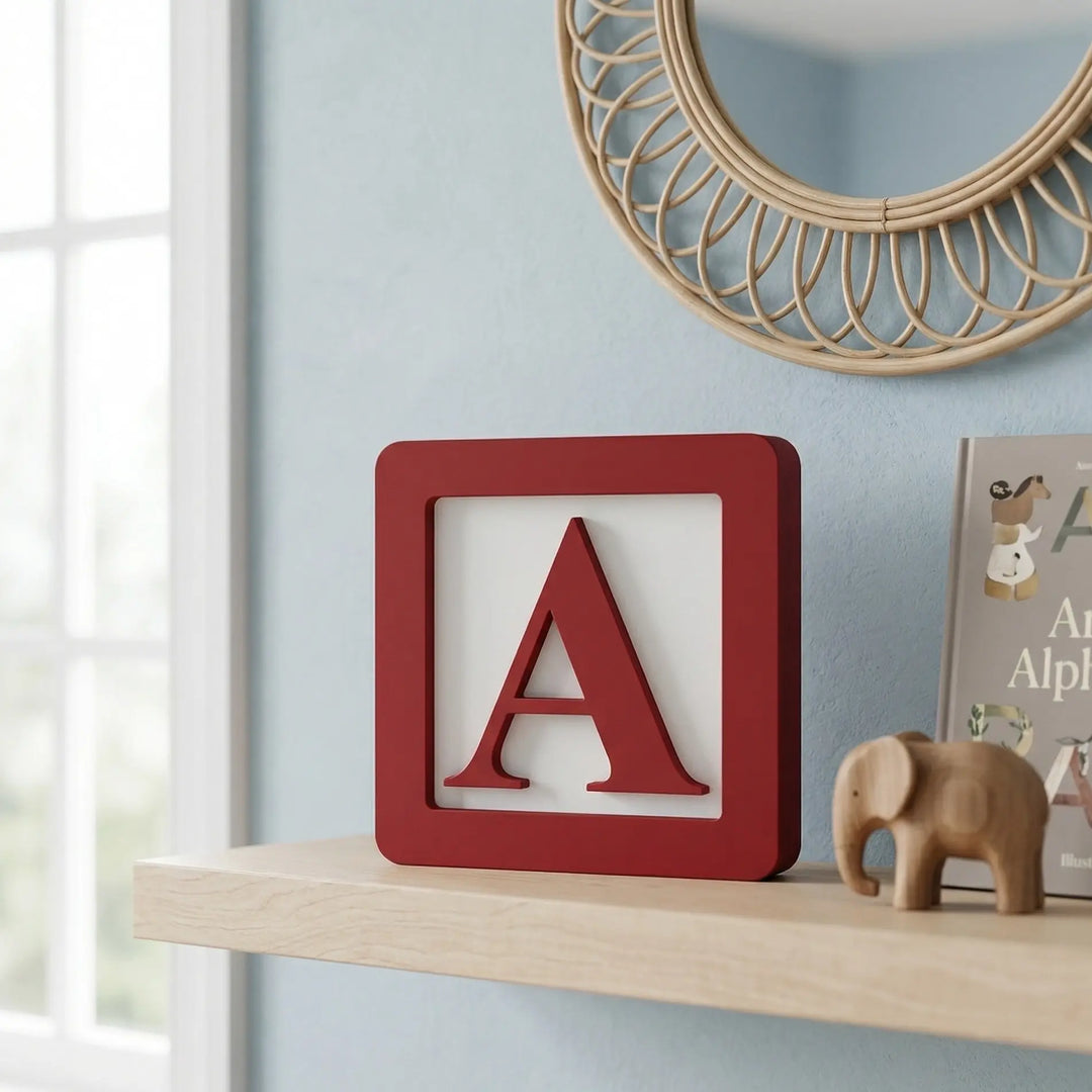 Letras decorativas cuadradas con marco e inicial en relieve