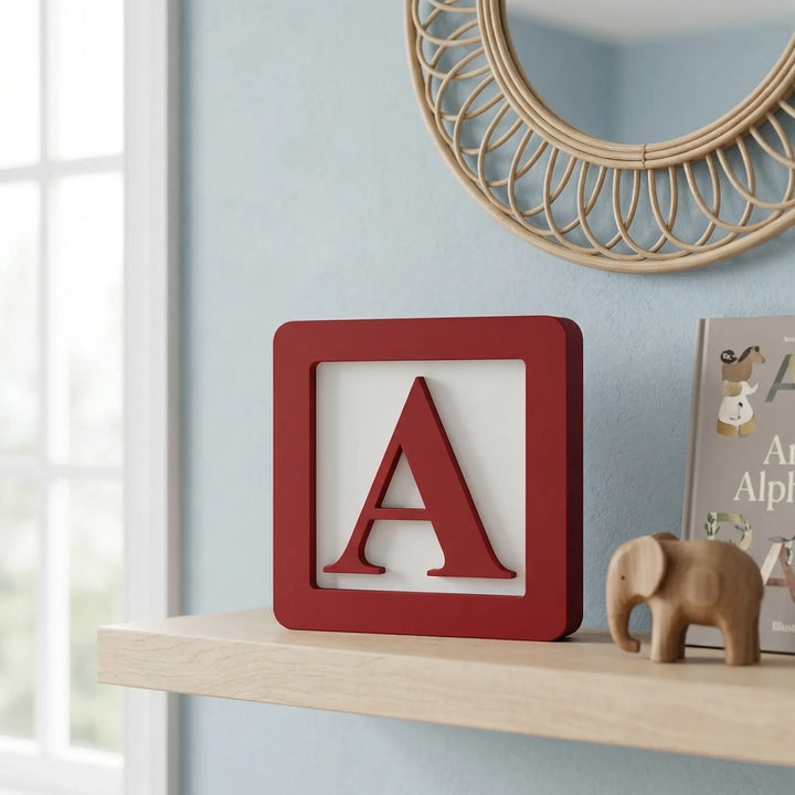 Letras decorativas cuadradas con marco e inicial en relieve