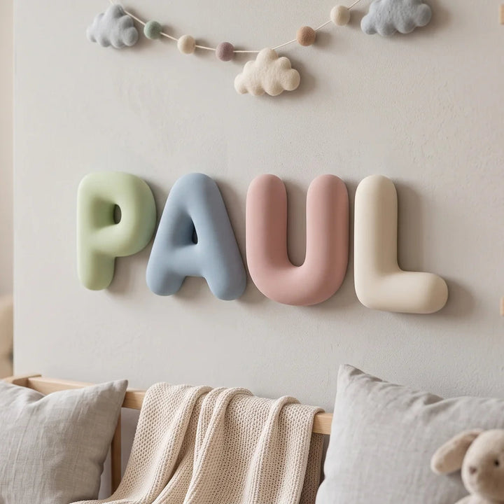 Letras decorativas personalizadas tipo burbuja para pared infantil