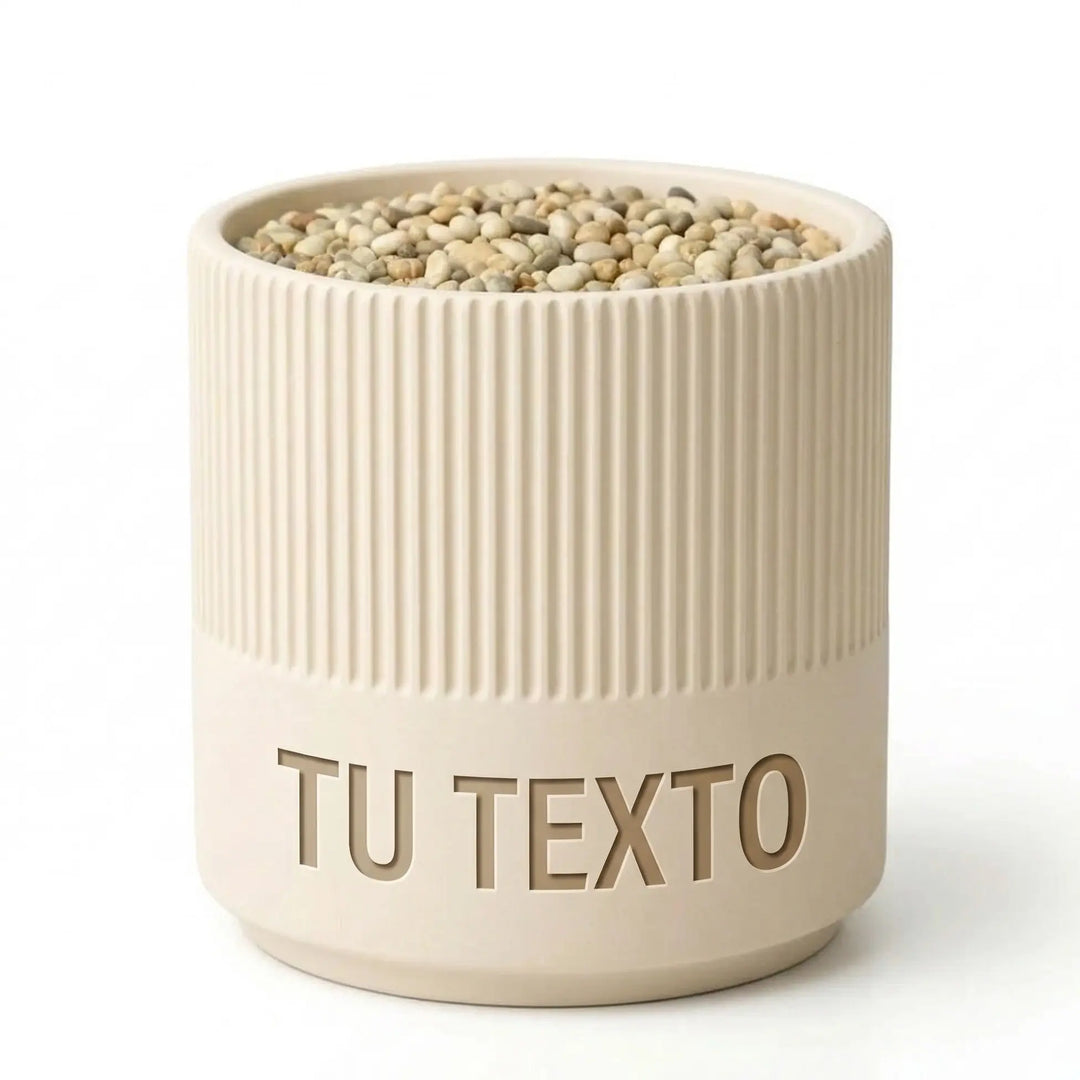 Macetero con dos texturas y nombre personalizado