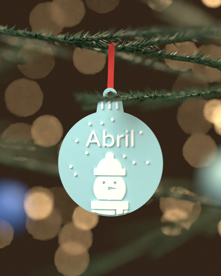Bola de Navidad Muñeco de Nieve con Nombre, adorno plano