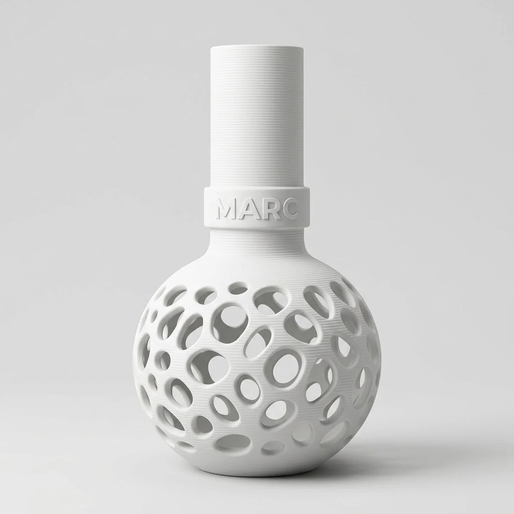Jarrón Voronoi Bulbo con Nombre en color blanco