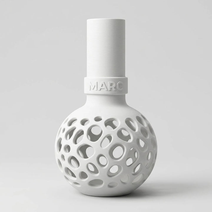 Jarrón Voronoi Bulbo con Nombre en color blanco