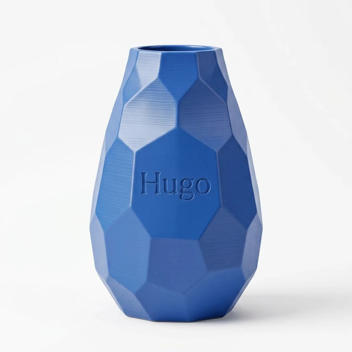 Jarrón Voronoi Faceta con Nombre en color azulón