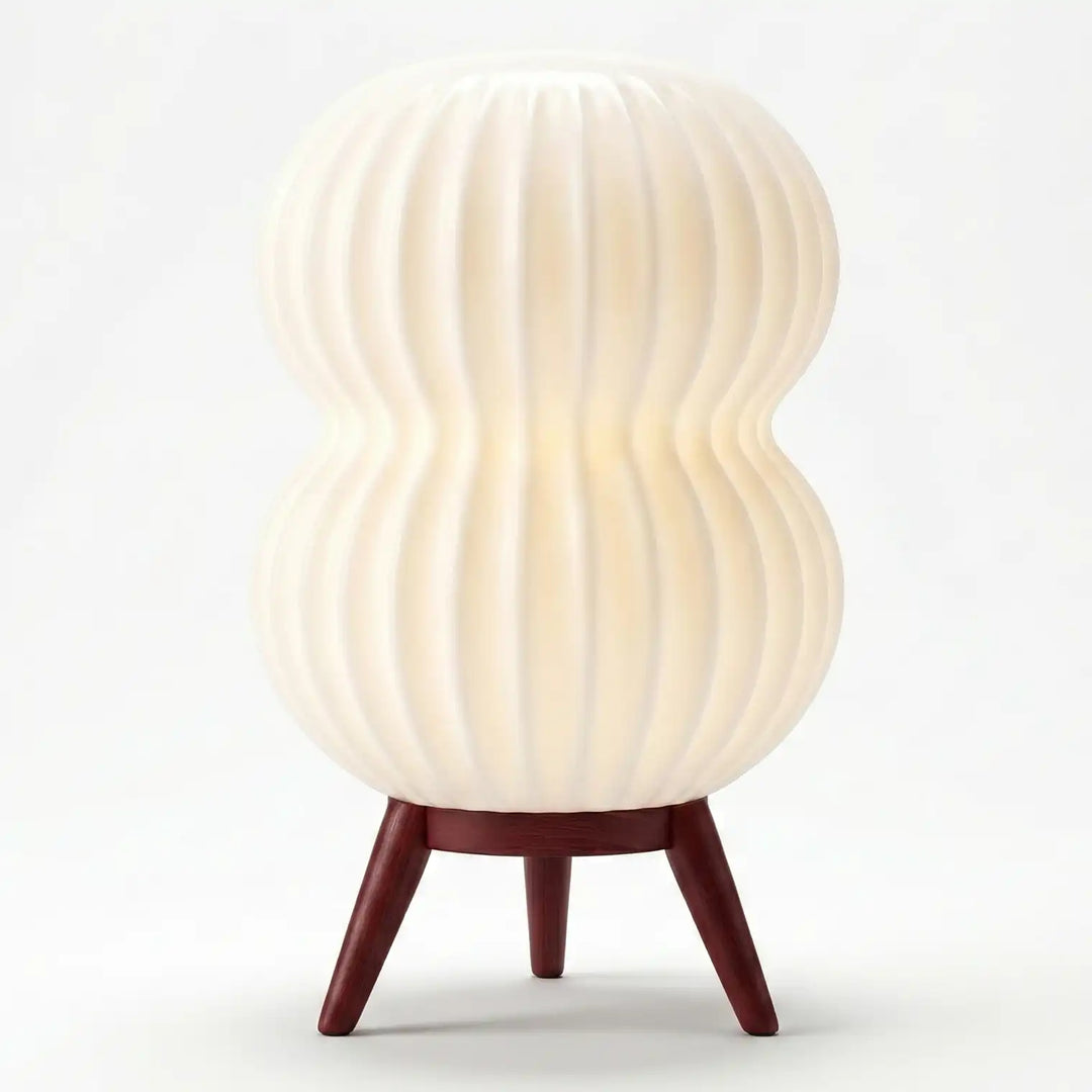 Lámpara de mesa cilíndrica color beige en bioplástico PLA