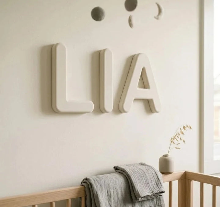 Letras decorativas infantiles redondeadas estilo nórdico