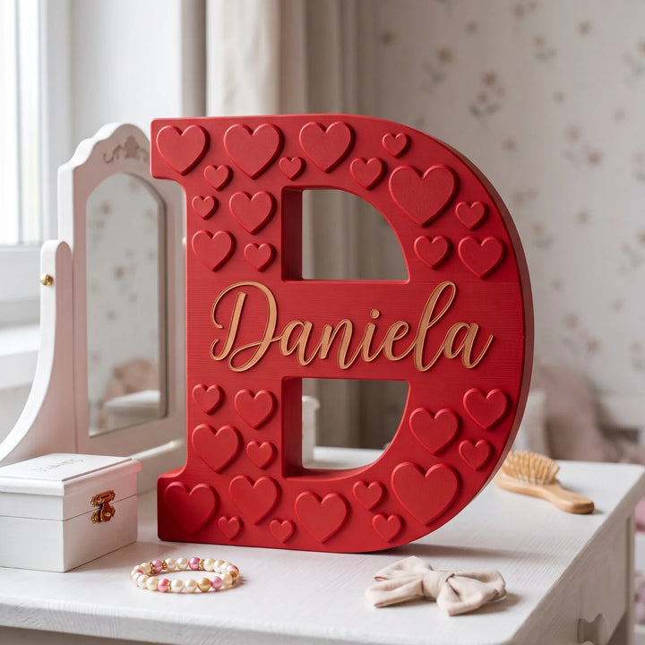 Letras personalizadas 3D Corazones con nombre