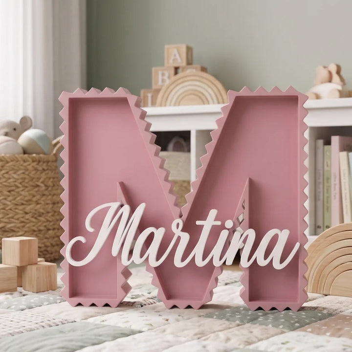 Letras personalizadas 3D Zig Zag con nombre para habitación infantil