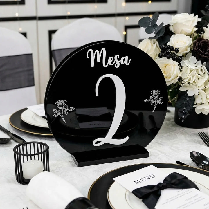 Marcamesas Boda Circular Monocromático con Relieve